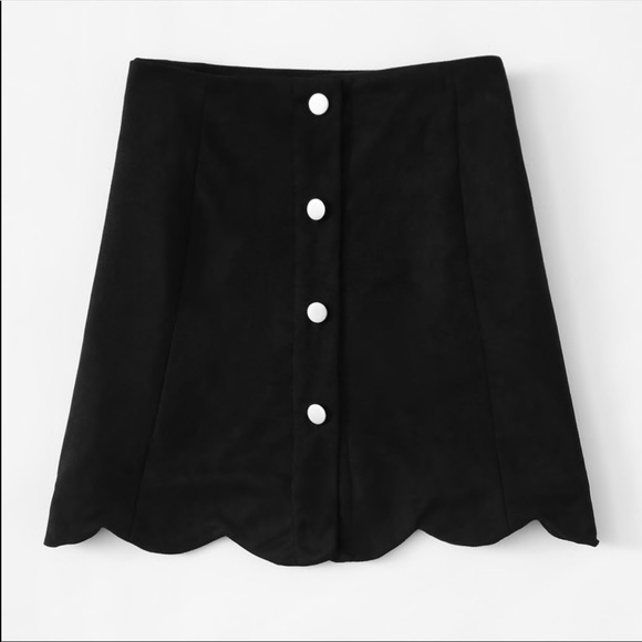 Vegan Suede Scalloped Skirt - Picture 2 of 3
